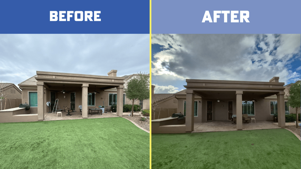 The Perfect Color Combo For This Phoenix Home Upgrade Backside Of Before And After Of Arizona Stucco Home.