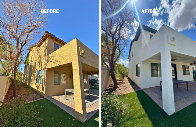 Patio Of Gilbert, Az Home Before And After Exterior Paint Coating.